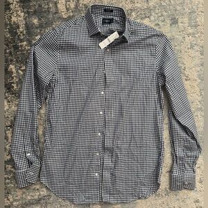 J. Crew Men’s Navy and White Gingham Button-Down Shirt